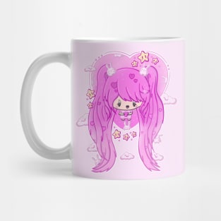 Cute lovable bubble head girl in kawaii style Mug